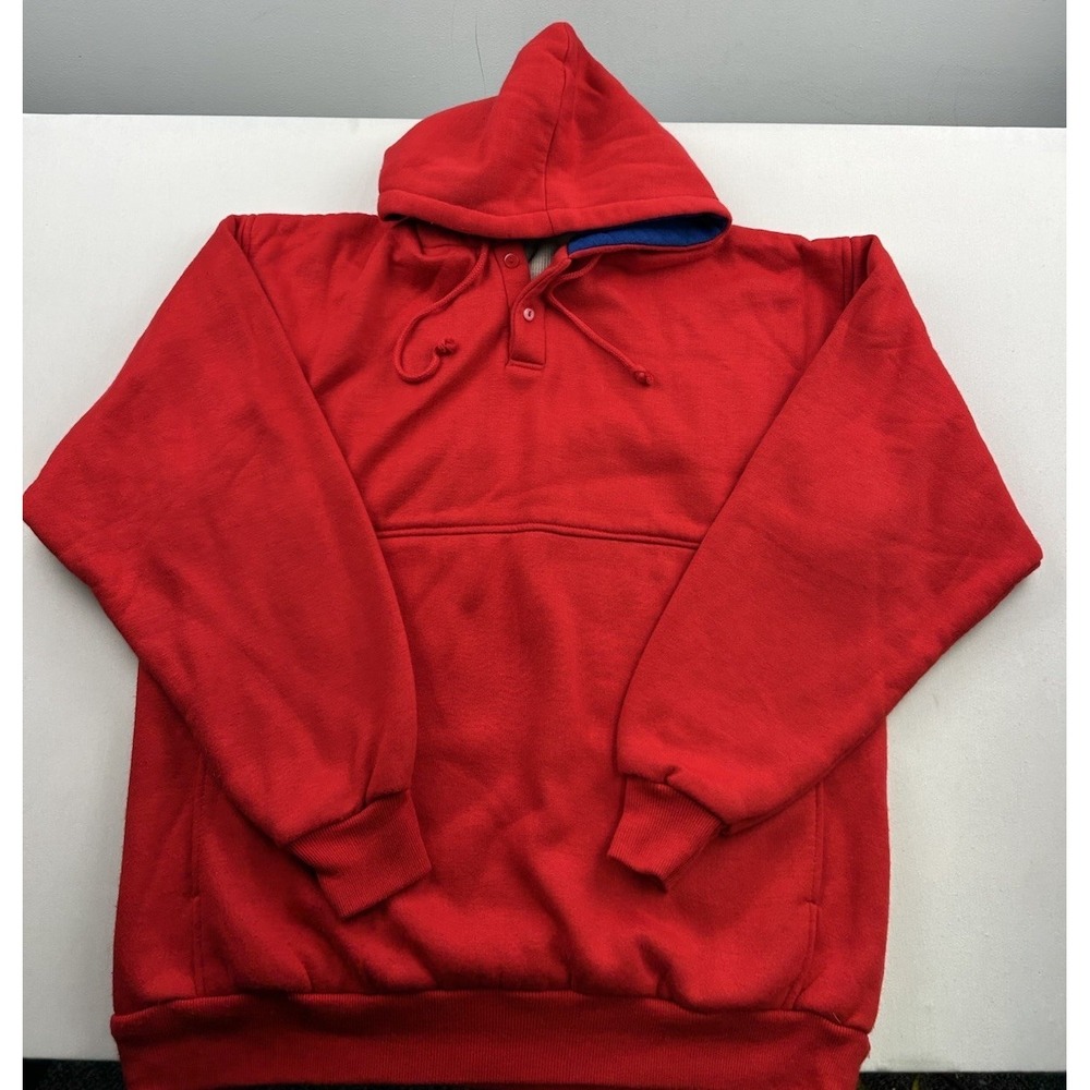 Vintage MacGregor Thermal Lined Hoodie Mens‎ Large Red Blue Pocket